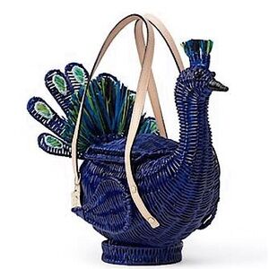 ✨ S O L D ✨ Kate Spade Full Plume Wicker Peacock Bag (RARE)